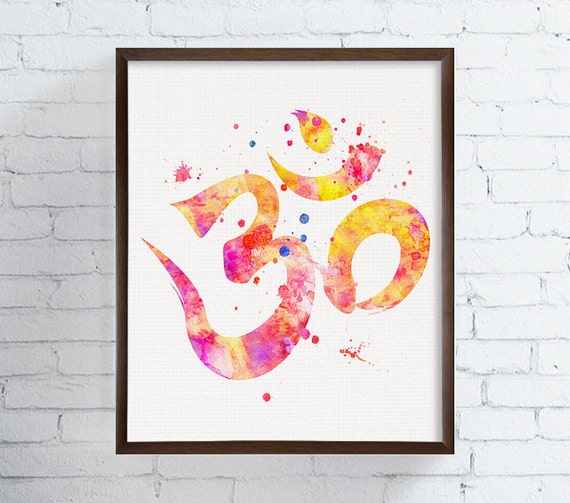 Om Symbol Art Print Watercolor Om Om Symbol Painting Buddha