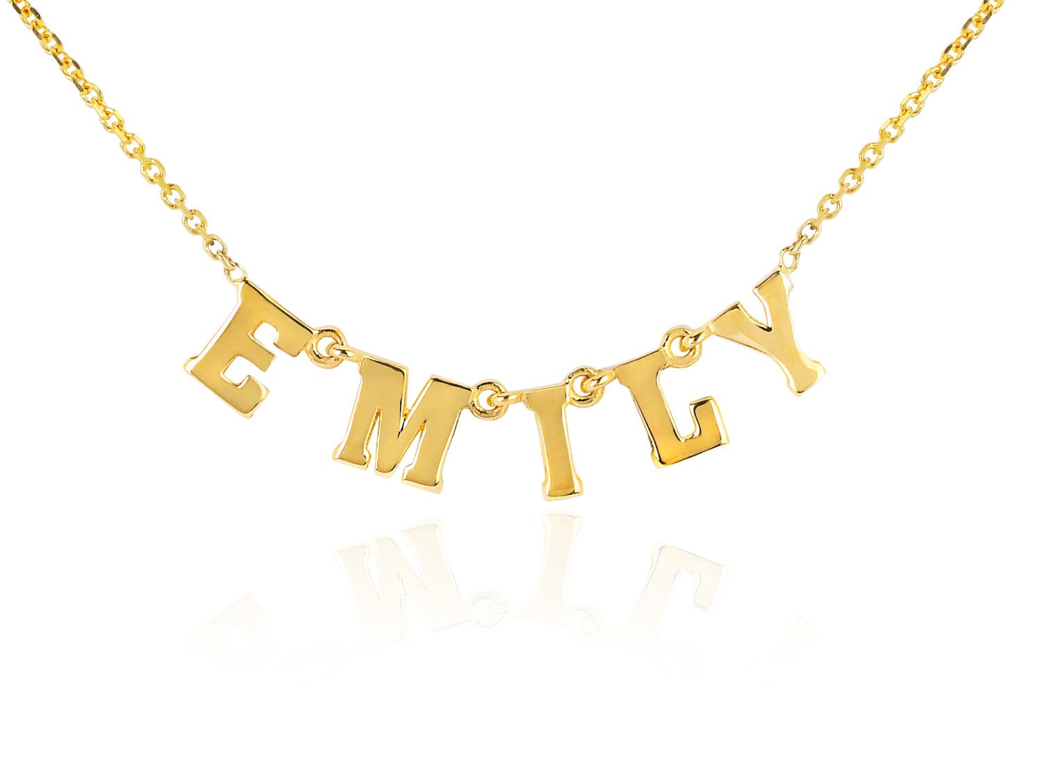Personalized Name 14kt Gold Necklace. Initial 14kt Gold