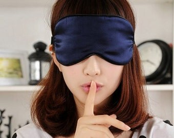 Free shipping 1pc silk eyewear sleep eye mask travel mask sleeping masks big size color dark blue