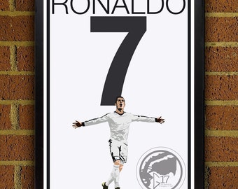 Cristiano Ronaldo 7 Poster - Real Madrid - Portugal Soccer Poster- 8x10, 13x19, poster, art, wall decor, home decor