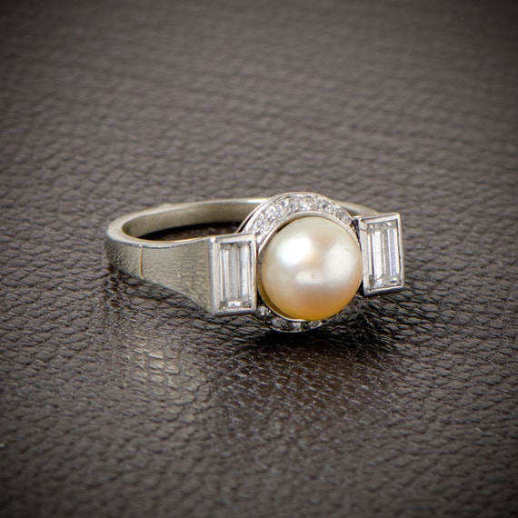 Antique Natural Pearl Engagement Ring By Estatediamondjewelry