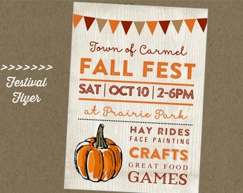 Fall Fest Printable Flyer - Festival - Craft Fair - Vendor Market - Pumpkin - Autumn