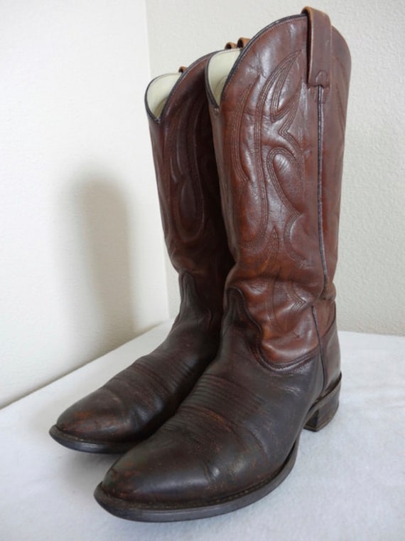 Vintage 'Texas' Leather Cowboy Boots Made In USA UK