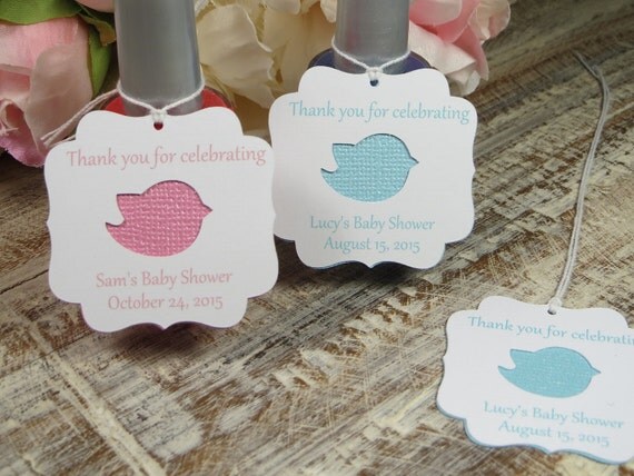 Bird baby shower favor tags bird nail polish favor tag Boy