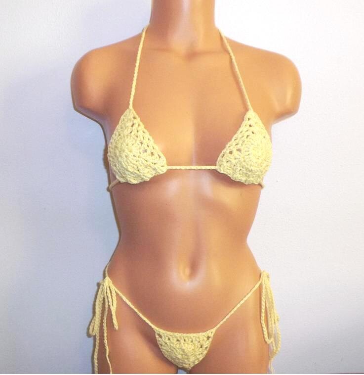 Crochet Micro GString Bikini in Yellow by Tiny Pansy