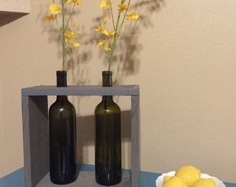 recycled wine bottle, Wine box, Wine bottle vase, wine bottle decor, wine gift, wine decor, centerpiece, shadow box, repurposed wine bottle