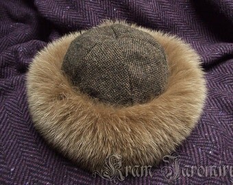 Early medieval round hat with fox fur / Viking Slav