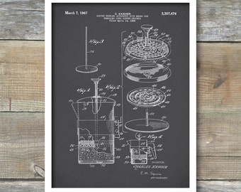 Coffee Pot Patent, French Press Coffee Pot Poster, Coffee Pot Print, Coffee Pot Art, Coffee Pot Decor, Coffee Pot Blueprint, P174