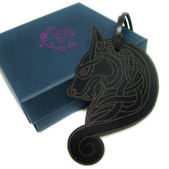 Wolf Leather Bookmark - Celtic Wolf - Laser cut and engraved - Gift boxed