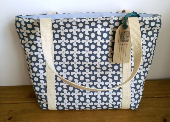 Cotton tote bag with zipper fabric bag ideal knitting