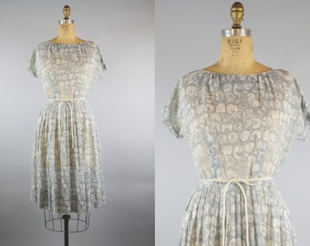 Light Breeze Dress / 50s Dress / 1950s Gray Dress