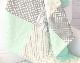 Mason's Mint and Gold Baby Quilt