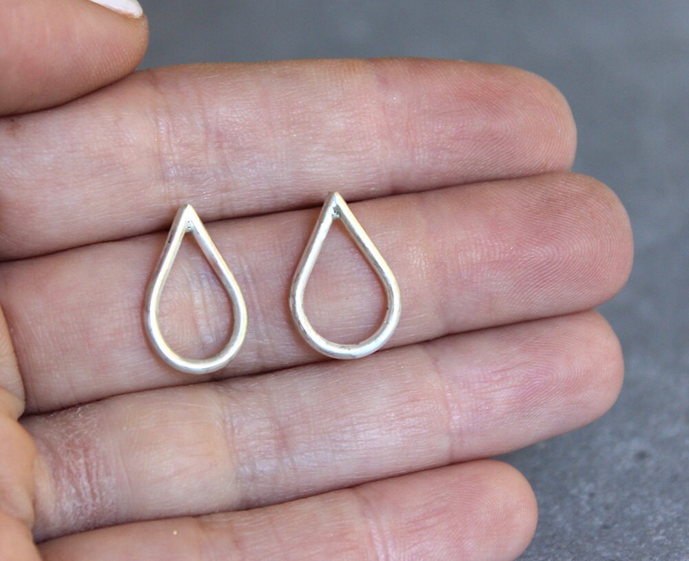 Silver teardrop earrings Geometric stud earrings Sterling