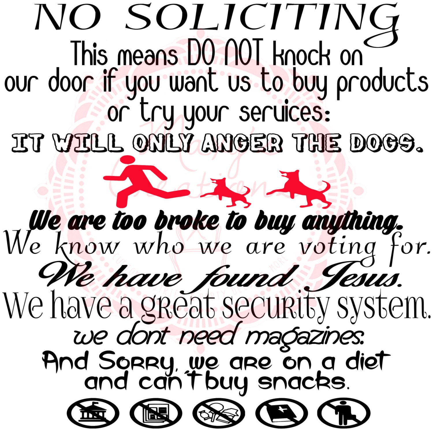 funny no soliciting sign 12 x 12