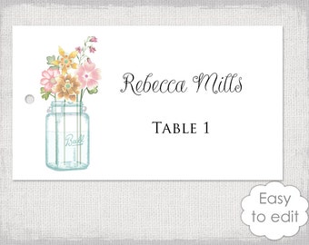 Wedding place card template Chalkboard place cards