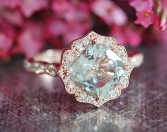 14k Rose Gold Floral Morganite Engagement Ring in Pebble