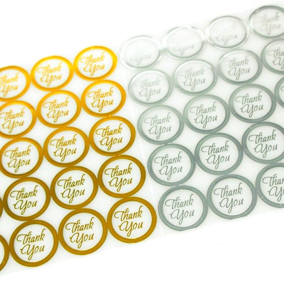 Thank You Print Wedding Foil Seal Stickers 1-Inch 100-count