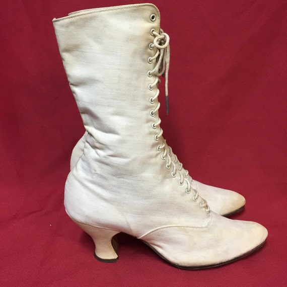 white victorian boots wedding