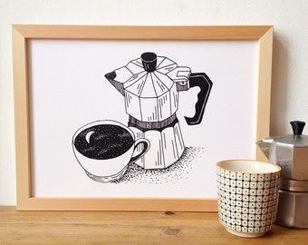 Limited Edition Silkscreen Illustration Print - Morning Coffee