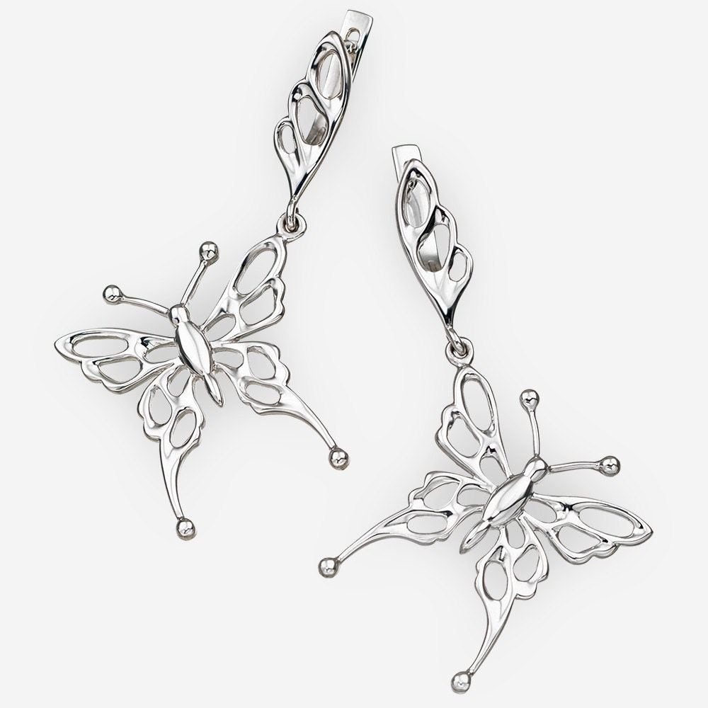 Sterling Silver Butterfly Earrings With Openwork Details