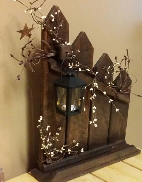 Primitive lantern candle holder decor Rustic reclaimed