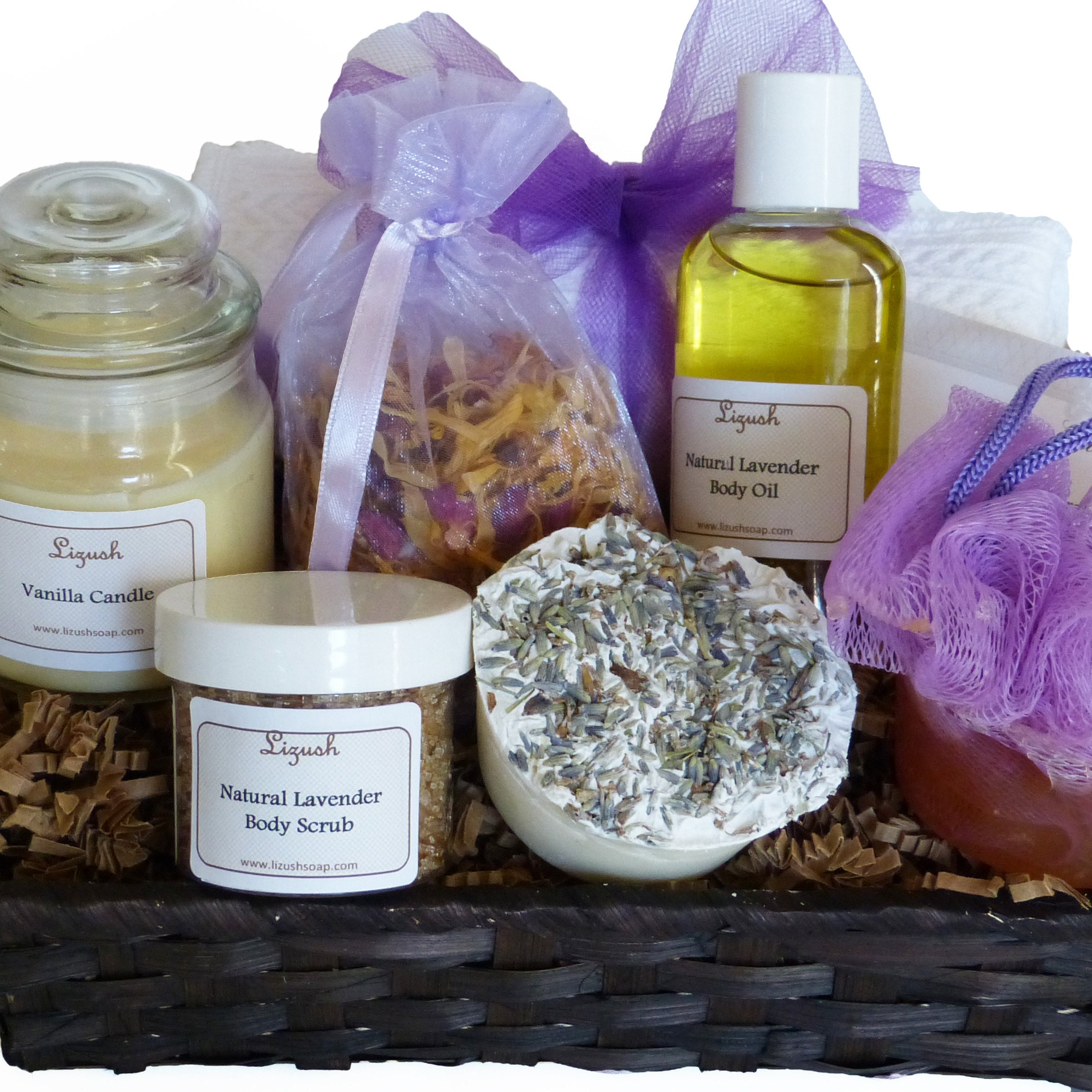 Natural Bath&Beauty Spa Kits Gift Baskets Bath Bombs by Lizush