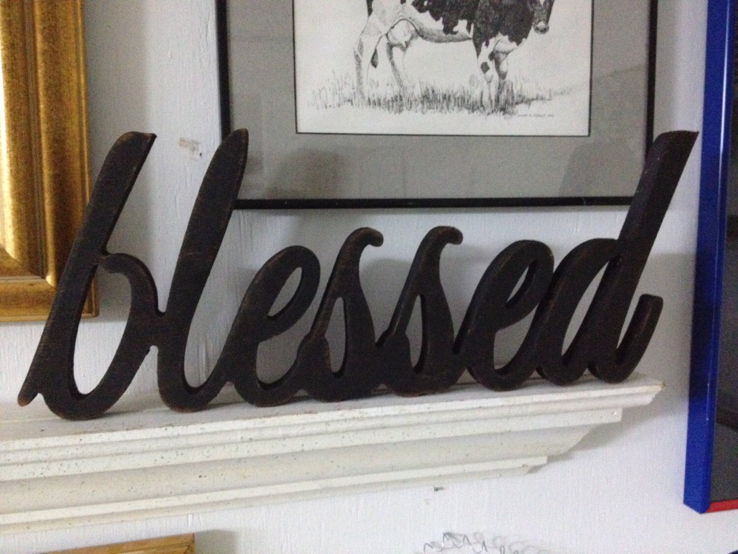 Blessed word artblessed sign Handpainted Wood Plaque