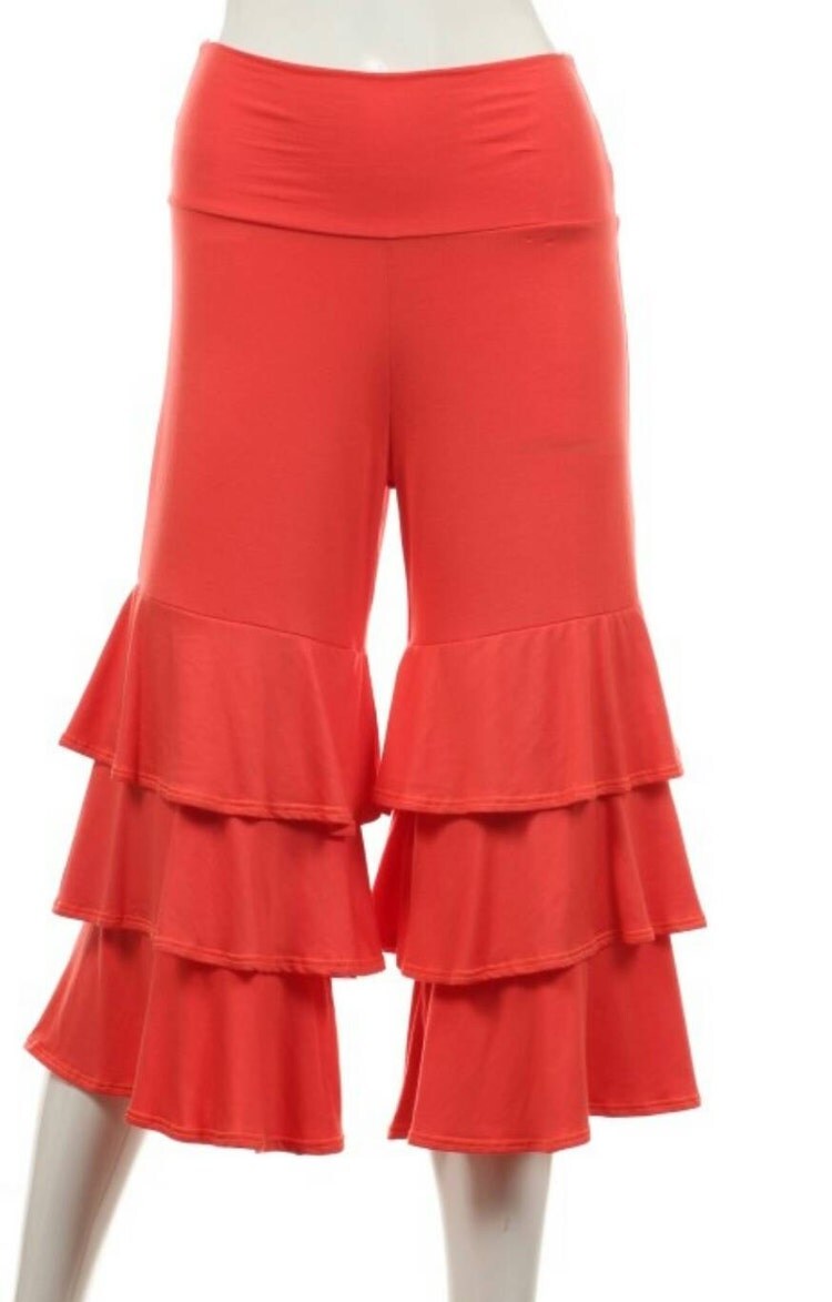 Women's ruffle capris available in black by MuddPuddlesandSuch