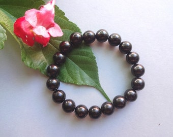 Shungite Bracelet Black bracelet Mens couples bracelet black beaded bracelet Men bracelet EMF protection Healing stone bracelets