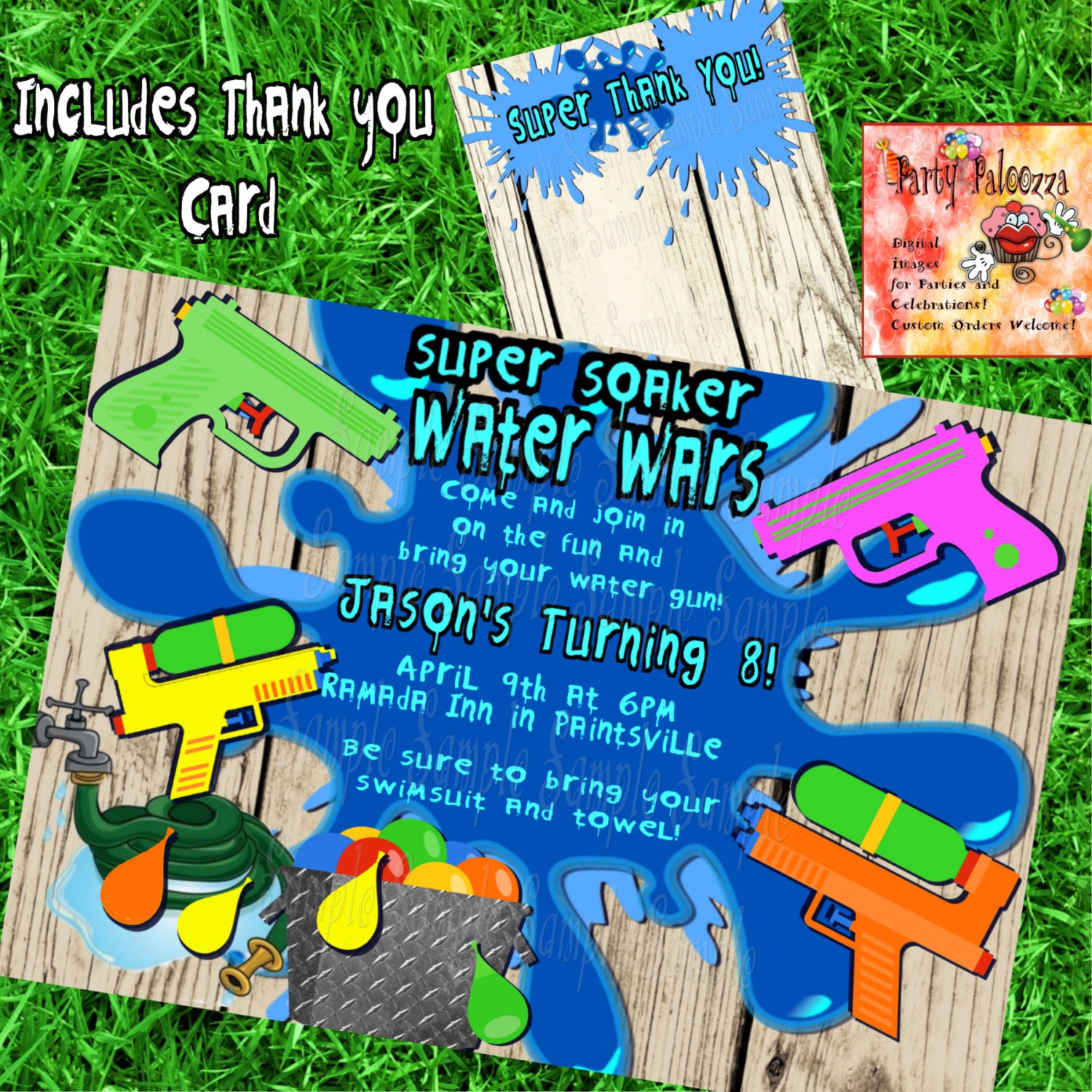 Printable Water Gun Party Invitation