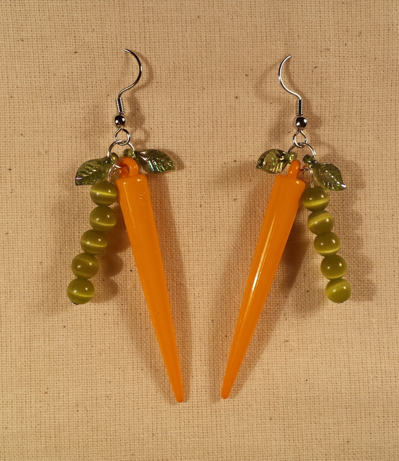 Peas and Carrots Earrings friend gift handmade by SpringHammock