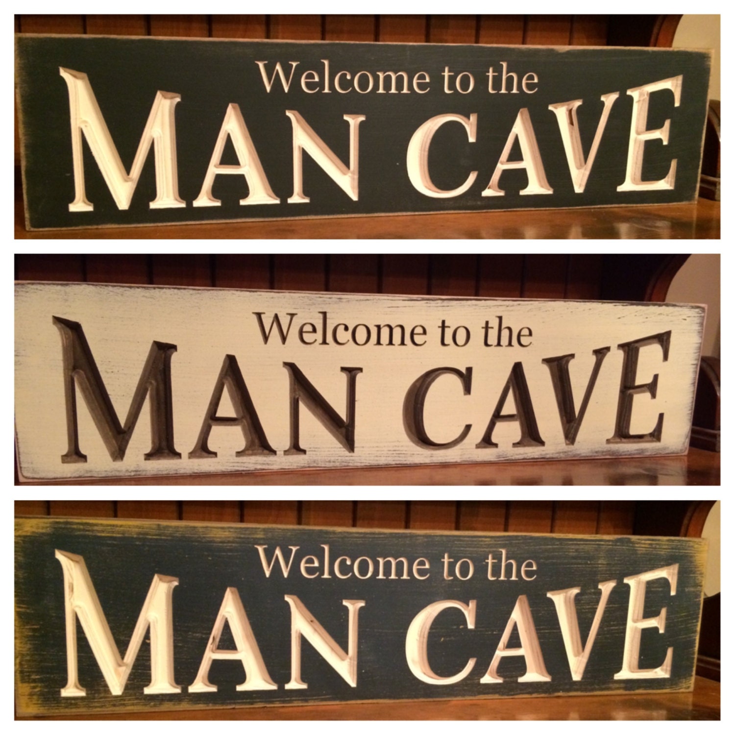 Custom Carved Wooden Sign To The Man Cave 24x6