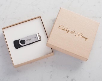 Personalized USB Flash Drive with Kraft Packaging 4gb, 8gb, 16gb and 32gb White Interior Custom USB Box Included