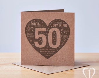 Personalised 50th Birthday Card, Happy 50th Birthday Card, 50th Birthday Card, Custom 50th Birthday Card, Special 50th Birthday Card, 50