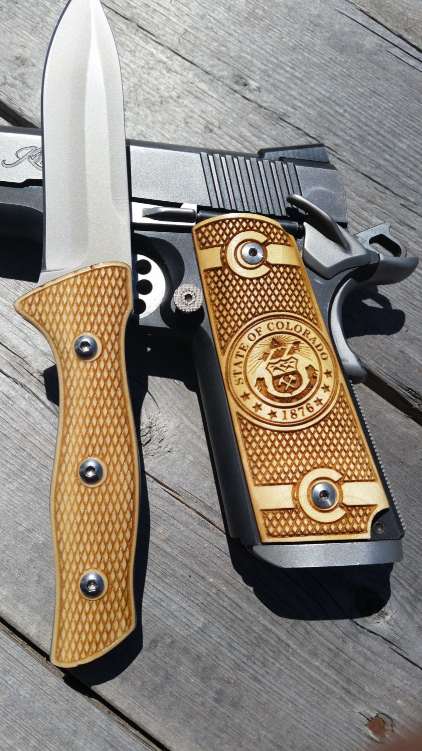 Fixed Blade Pocket Knife with handles to match your custom gun