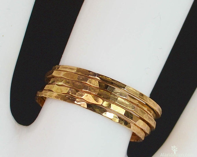 Set of 15 Super Thin Rose Gold Rings, 14k Rose Gold Filled, Stacking Rings, Hammered Rings, Rose Gold Rings, Alari, Simple Ring, Rose Rings