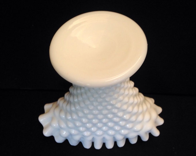 Storewide 25% Off SALE Vintage Fenton Milky White Hobnail Glass Tapered Fan Vase Featuring Classic Fenton Studded Design And Style