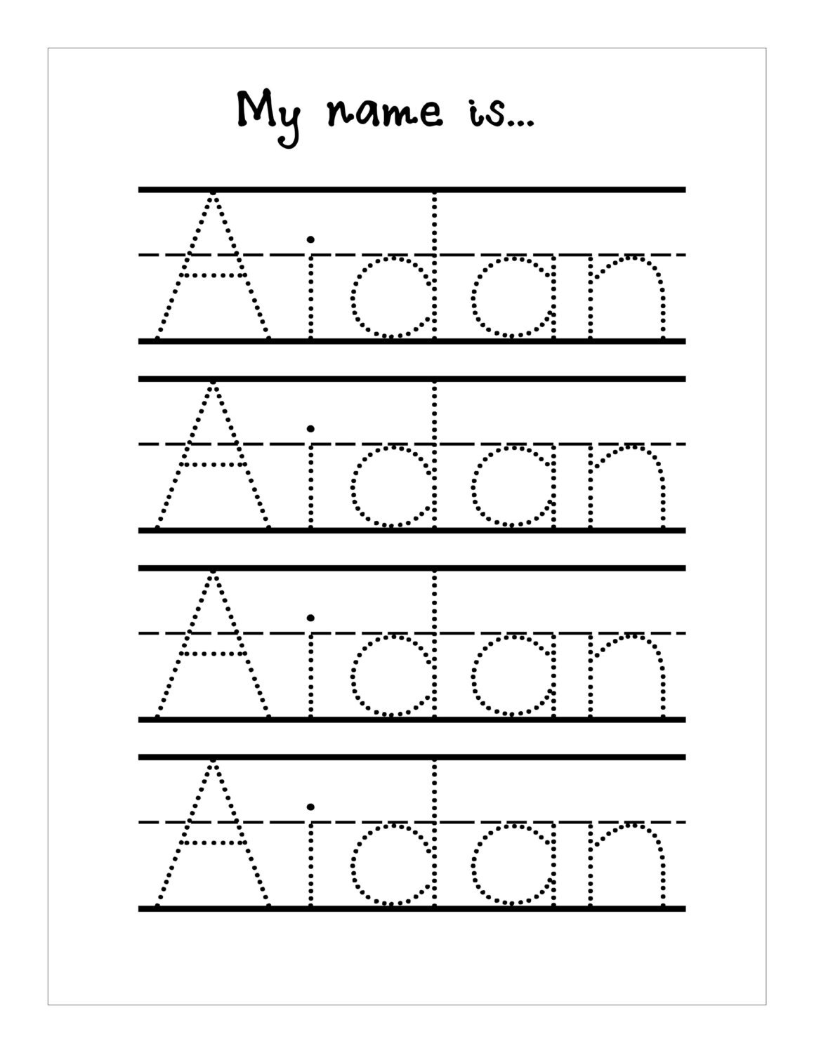 Name Trace Worksheet DIGITAL FILE Printable for Pre