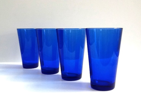 Libbey Cobalt Blue Tumblers Set Of 4 Blue Beverage Glasses