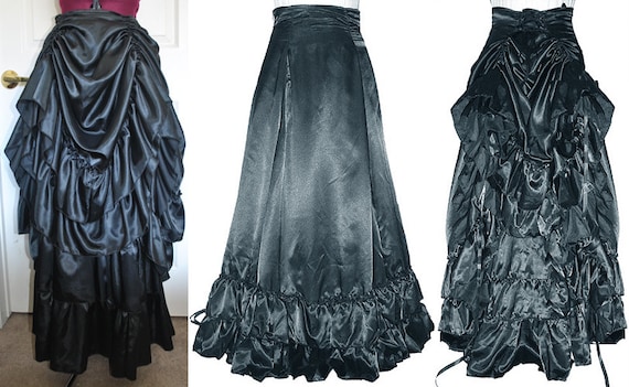 Small Victorian Satin Quadruple Bustle Skirt - Ready to Ship by RetroscopeFashions steampunk buy now online