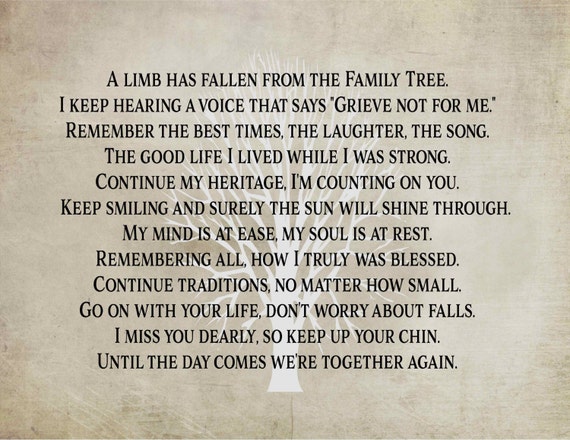 Sympathy Gift A Limb Has Fallen Family Tree Wood Sign or