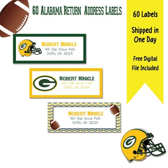 60 Personalized Green Bay Packers Themed Return by OhBabyStickers