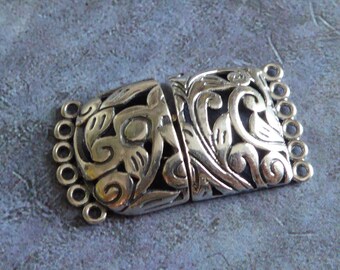 Sterling Silver Swirly Multiple Strands Clasp ~ Large 6 Strands Clasp