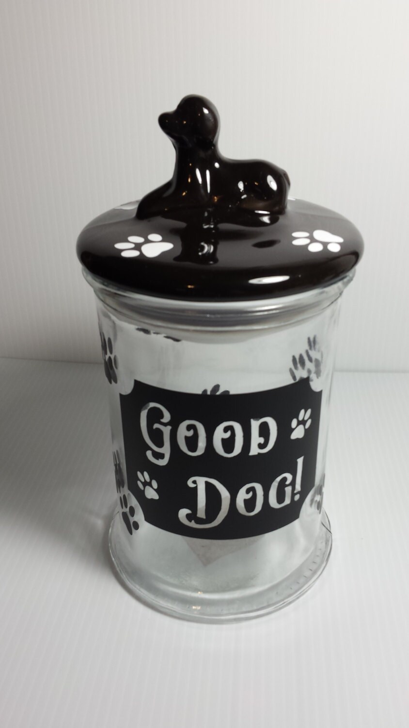DOG TREAT JAR Puppy Treat Jar Pet Treat by ThreeDamesDreamin