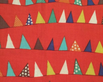 Vintage Inspired Banner Print Multi-Color Fabric Remnant