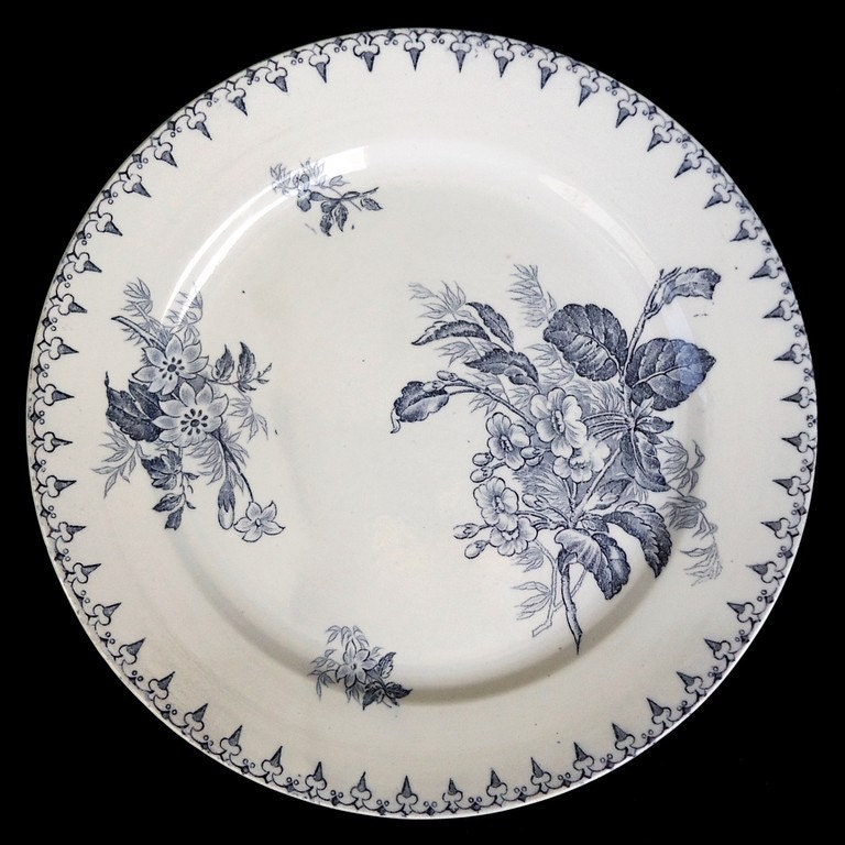 French antique dinner plate FLORE Sarreguemines France Terre