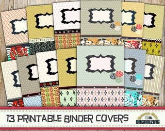 13 Printable Binder Covers - Roses and Rombs Design - PDF Files 8.5x11'' - DIY Home Management Planner Cover Templates Printables