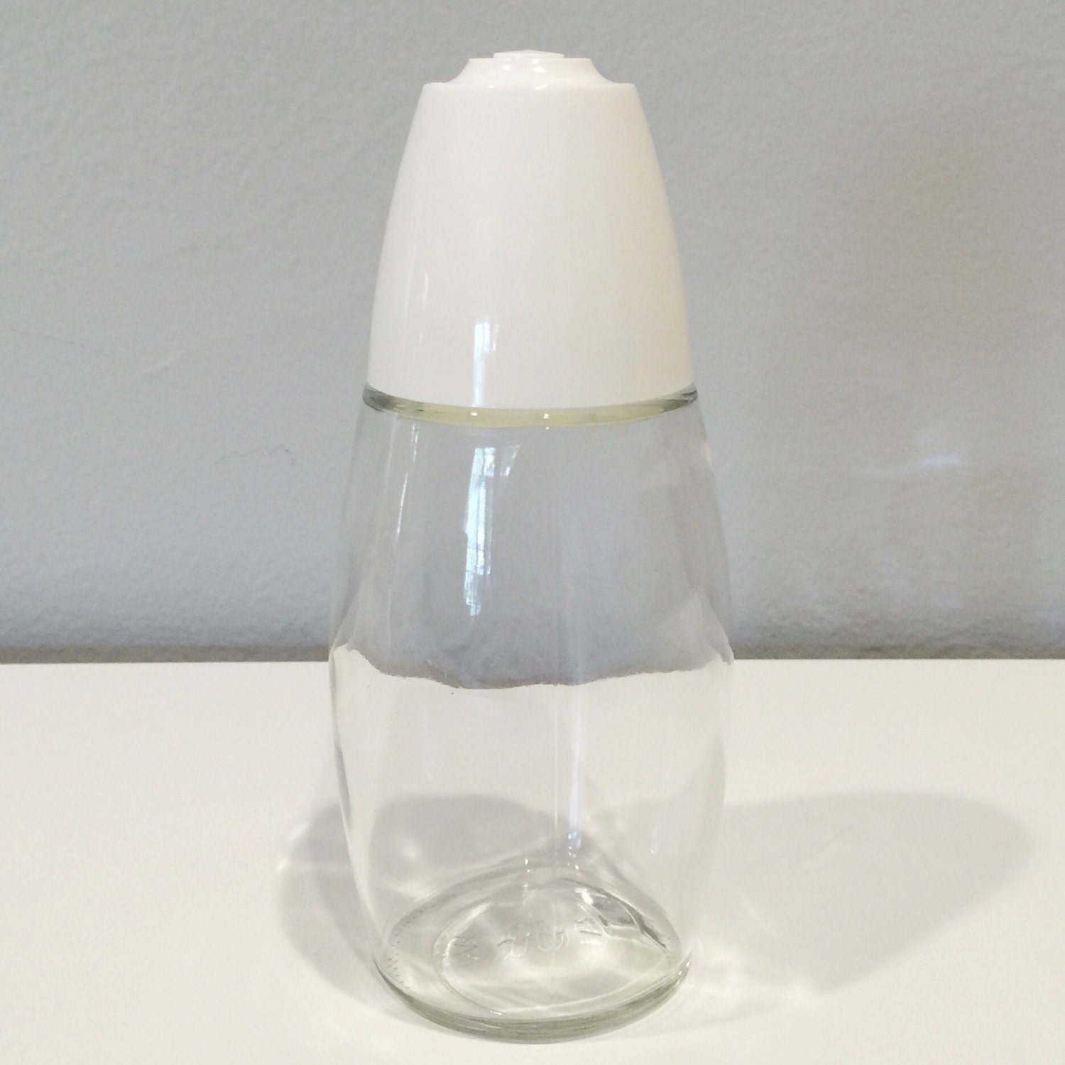 vintage white plastic and glass sugar shaker Haute Juice