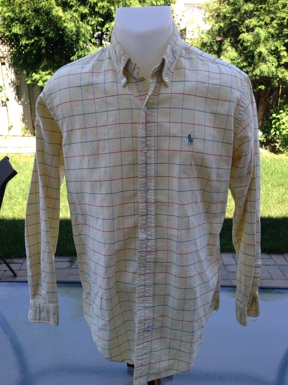 Vintage Light Yellow  Striped  Dress  Shirt  by Ralph by 