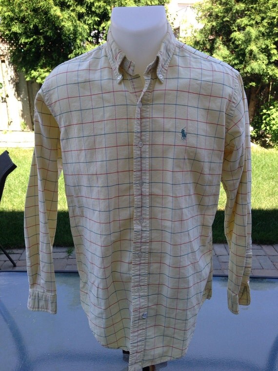 Vintage Light Yellow  Striped  Dress  Shirt  by Ralph by 